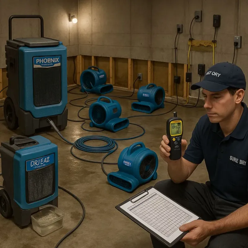 Structural Drying and Dehumidification process in Southold, NY